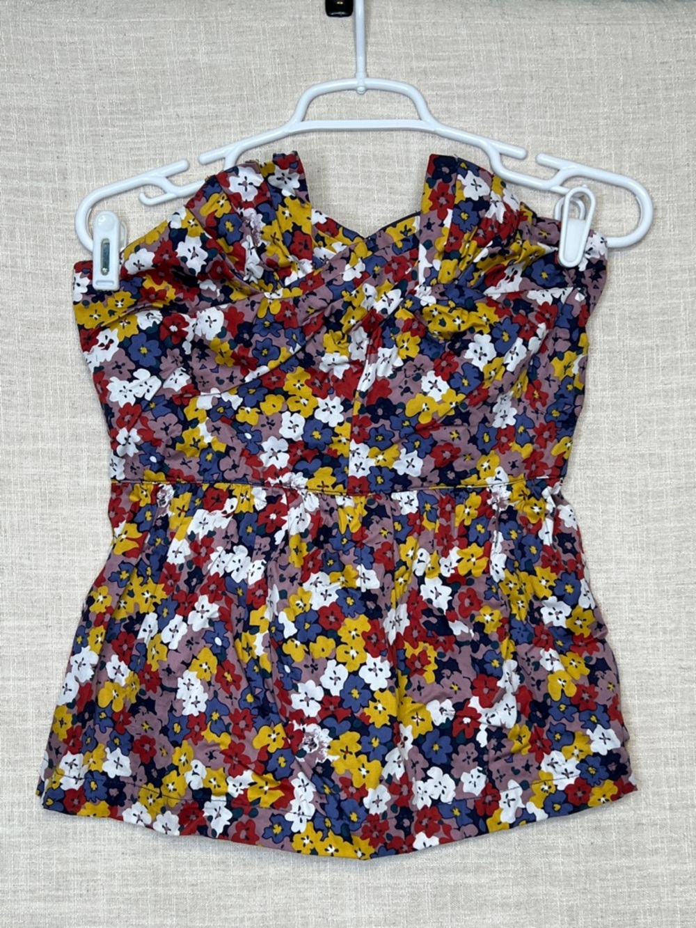 Anthropologie Porridge Top Sleeveless Floral Strapless Peplum Multi Color